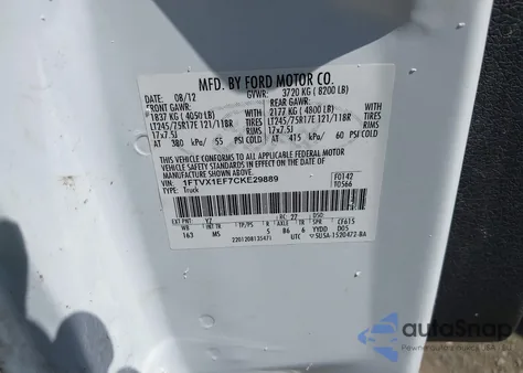 2012 Ford F-150 Xlt z USA, uszkodzony, nr VIN 1FTVX1EF7CKE29889